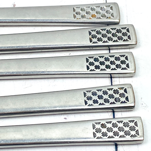 Vintage Wiltshire Stainless Set of 5 x Dinner Knives 20cm Patterned Handle - Picture 4 of 7