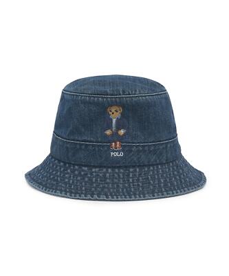 Genuine Polo Ralph Lauren Polo Bear Bear Denim Bucket Hat -Brew | eBay