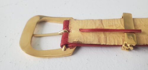 chanel red leather vintage matelas belt gold classic chanel buckle chain loop - Picture 5 of 6