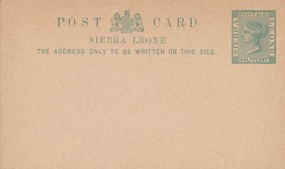 1893 Sierra Leone, Kopf der Königin Victoria, AK Halfpenny grün auf Buff