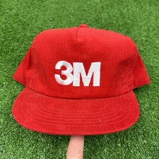 Vintage 3M Corduroy Snapback Trucker Hat Cap Red White Rex Made In USA