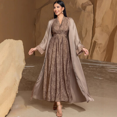 long cardigan maxi dress Loose Wave-Striped Printed Cardigan Maxi Dress Likemychoice