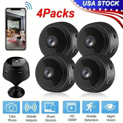 4Pcs A9 Mini Camera Wireless Wifi IP Home Security HD 1080P DVR Night Vision