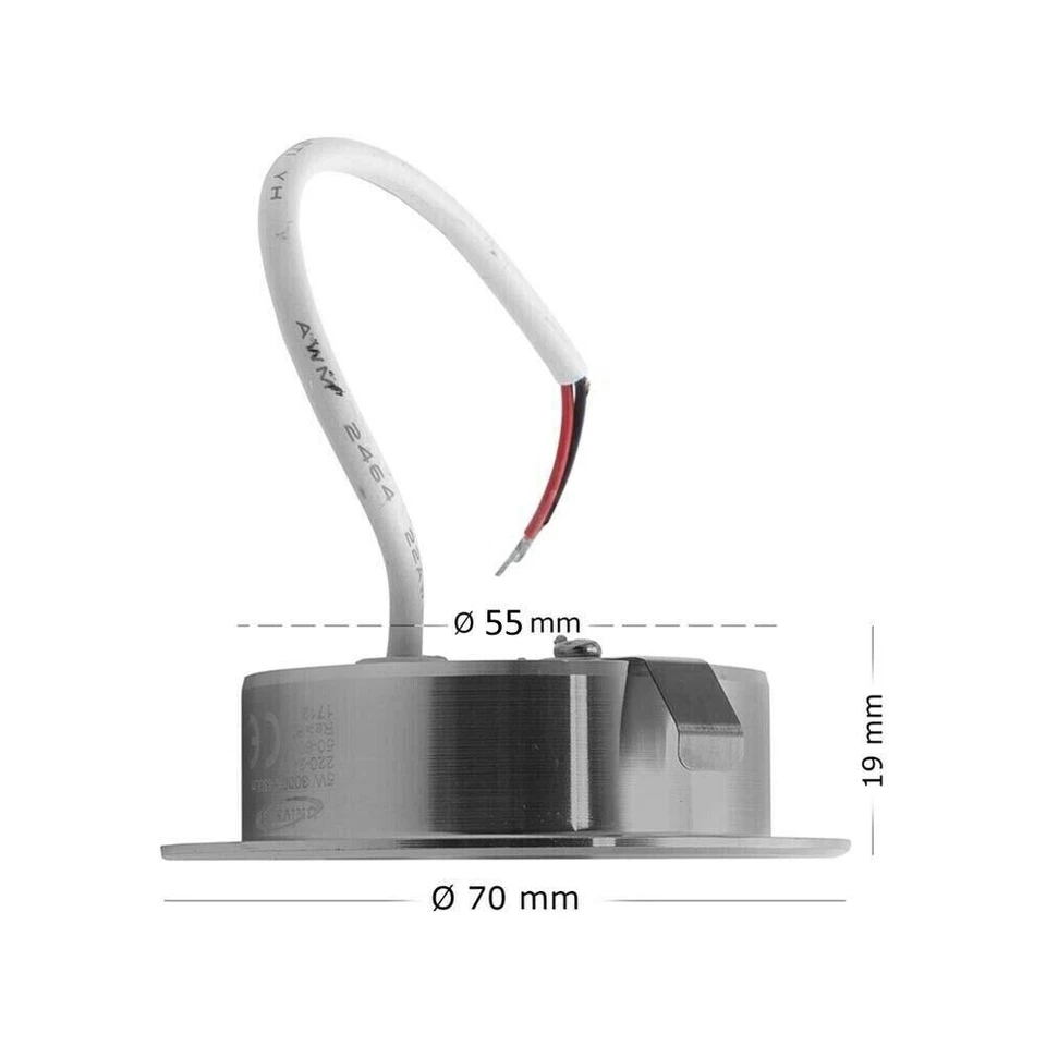 Faretto led a incasso rotondo opaco bordo argento 3 w luce bianca 6500 k p60 - Immagine 3 di 4