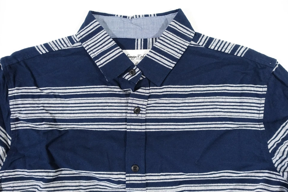 SOVEREIGN CODE STRIPED NAVY BLUE MEDIUM NORSE BUTTON FRONT SHIRT MENS NWT NEW - Image 2 of 4