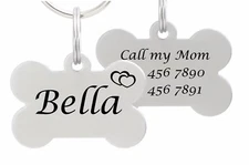 Double Sided Laser Etched Stainless Steel Pet ID Tag for Dog & Cat Tag Bone
