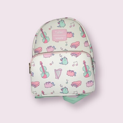 Loungefly Pusheen Cat Unicorn Music Instrument Pink & Green Mini Backpack -RARE