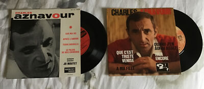 45T Charles Aznavour - Que C'est Triste Venise ... + Über mein Leben ...