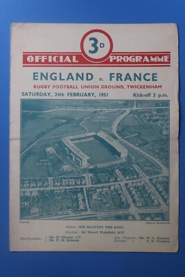 Programme Original Angleterre V France Rugby 1951 - Twickenham - Vintage