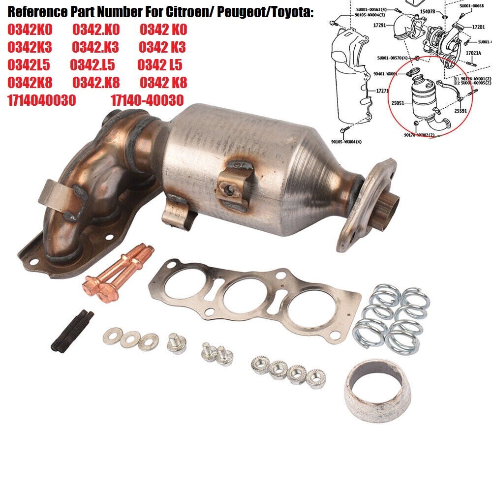 Catalytic Converter 0342K0 For Toyota Aygo Citroen C1 Peugeot 107 2005