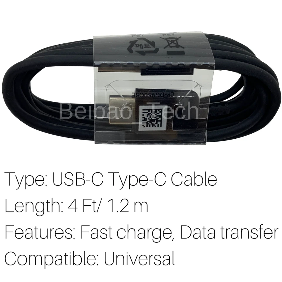 Paquete de 3 cables cargadores rápidos USB-C tipo C de 4 pies para Samsung Galaxy Note 20 S20 S10 S9 Foto 2 de 4