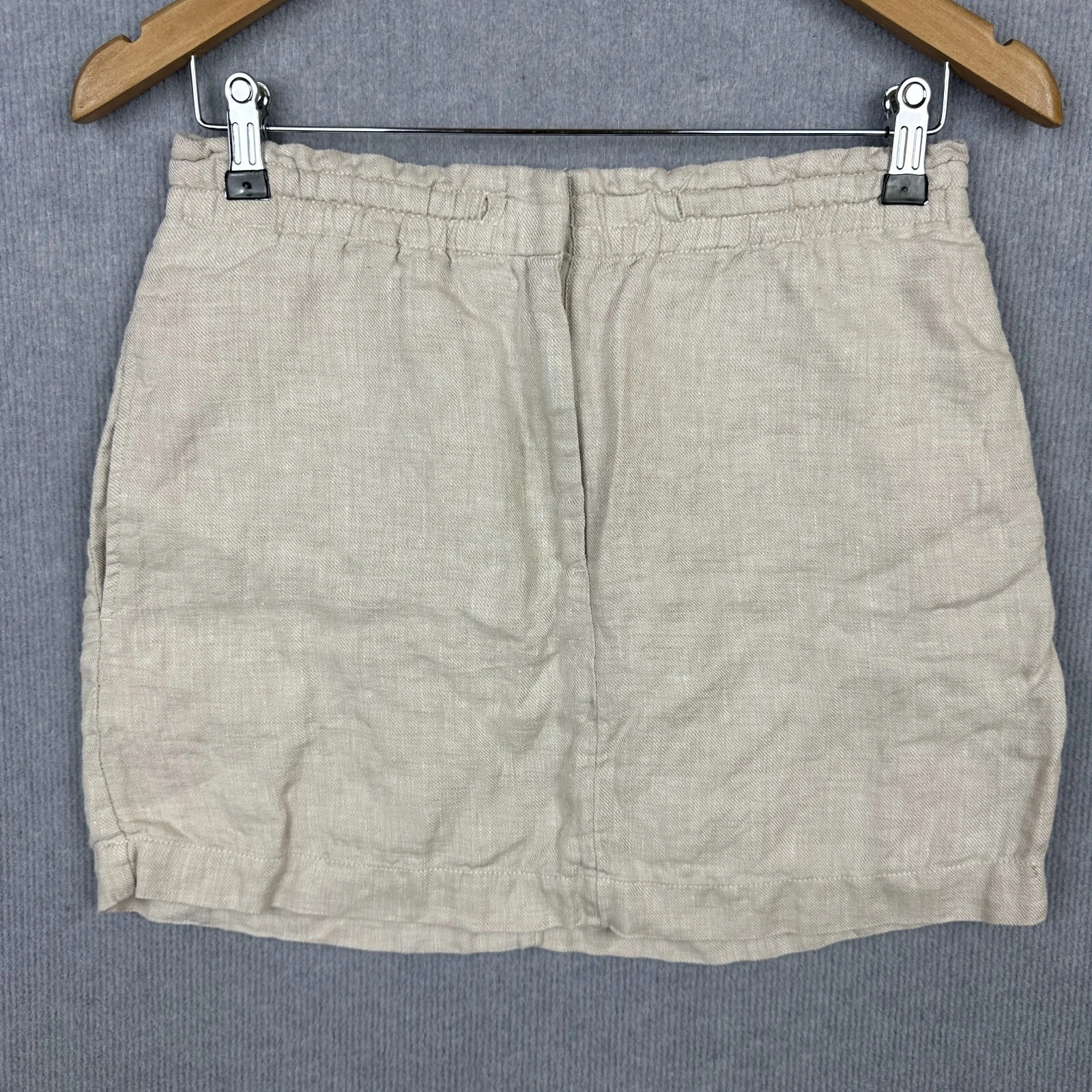 Country Road Skirt Womens 8 W28xL15 Beige Pure Organic Linen Mini Lined