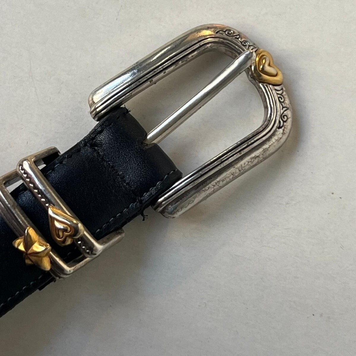 1996 Brighton Black Leather Belt Sz L Waist 28 display picture 1