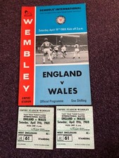 Football programme England v Wales Schools 19th April 1969 + 2 tickets
