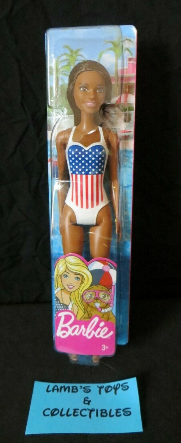Nadadora Olímpica Bandera EE. UU. Playa Traje de Baño Barbie 11.5" Mattel Figura de Acción Muñeca