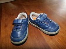 Stride Rite Surprize "Arthur" blue leather sneakers no-tie laces toddler sz 4