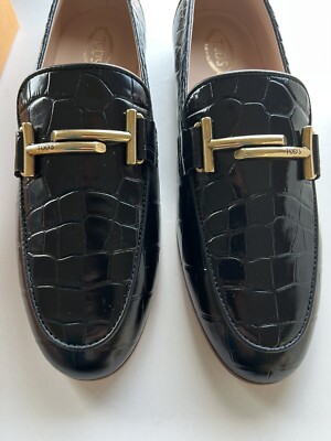Tod’s New Croc Embossed Loafers Shoes size