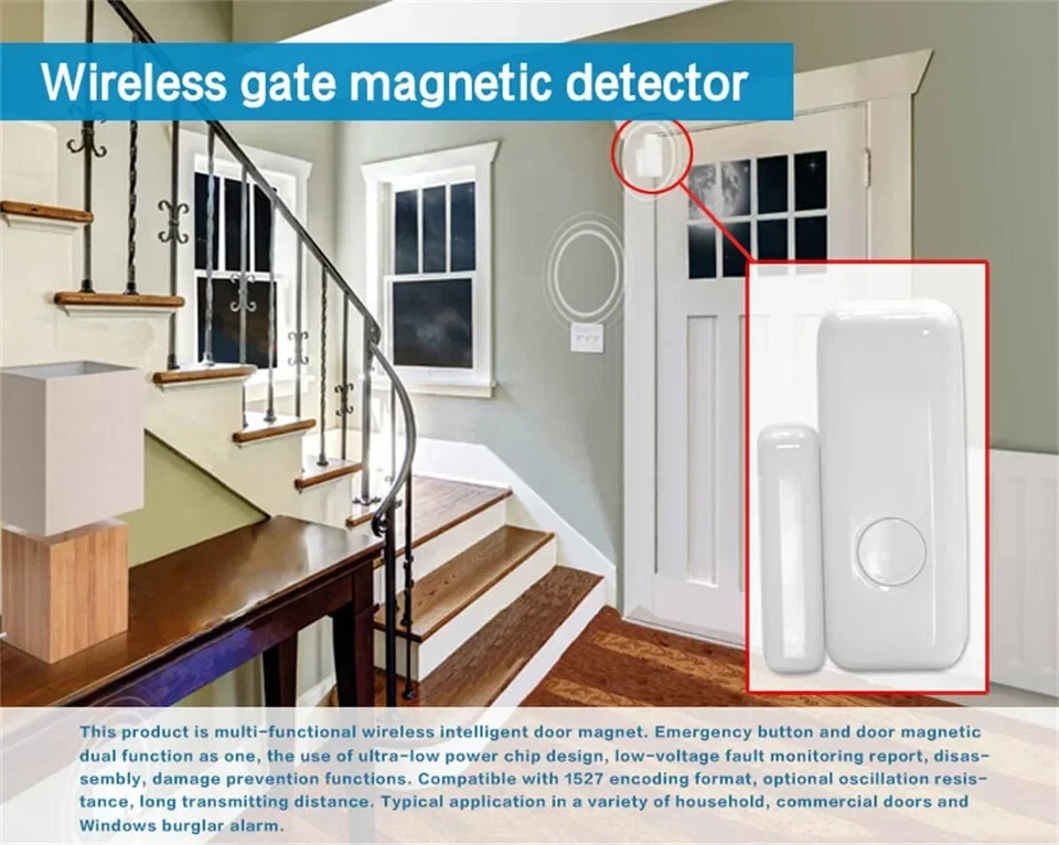 Mini Wireless 433MHz Magnetic Window Door Sensor Alarm System Home Burglar Kits - Image 4 of 4