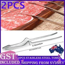 2PCS Japanese Style Stainless Steel Grill Tongs Kitchen Camping Barbecue Buffet