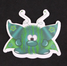 Green & Blue Fuzzy Winged Monster Sticker 2