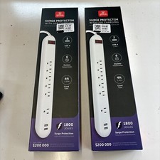  2 Globe Surge Protector With 2 USB Ports And 4  Cord. A9. 044