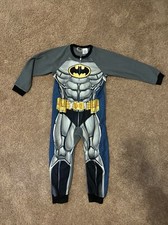 Batman Fleece Pajama Suit One Piece Zip Up Halloween Costume size 6/7 Boys