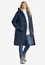 Woman Within Women's Plus Size Long Microfiber Parka
