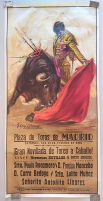 Spanish Bullfight Poster Plaza de Toros de Madrid October 13,1968 Mancebo Bedoya