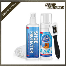 Suede Shoe Cleaner Kit with Nubuck Cleaner and Protector Spray, 4-Sided Brush