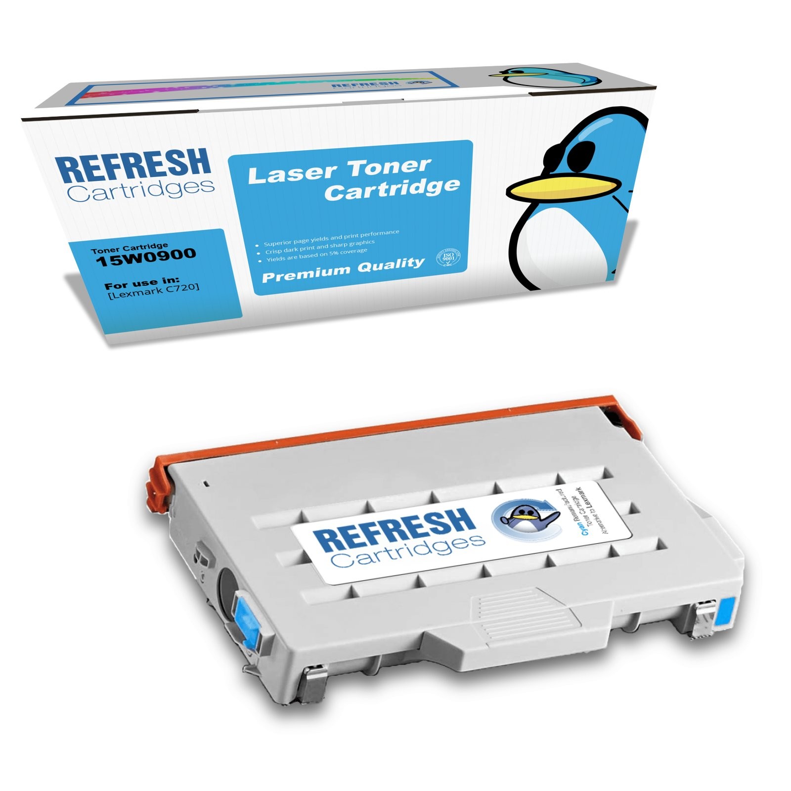 Refresh Cartridges Cyan 0015W0900 Toner Compatible With Lexmark Printers