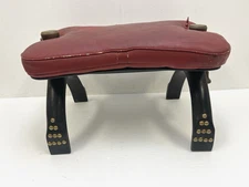 Vintage CAMEL STOOL mid century egyptian wood wooden saddle ottoman foot seat 50