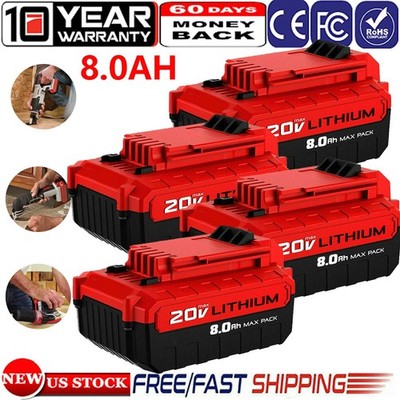 4X 20 Volt 8.0Ah for Porter Cable 20V MAX Lithium-ion Battery PCC685L,PCC680L HE