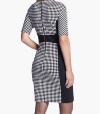 MICHAEL KORS Y2K Black & White Houndstooth Color Block Slimming Dress Women’s 6