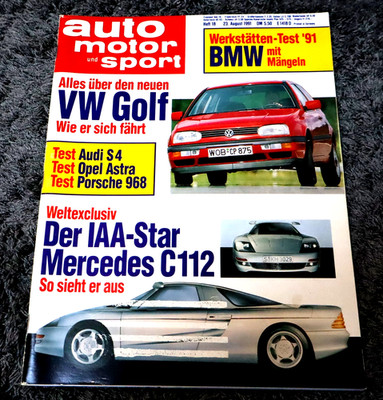 AMS 18/1991 VW Golf III, Audi 100 S4, Opel Astra F, Porsche 968, Renault Clio RN