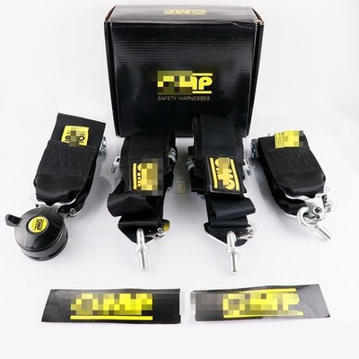 BLACK OMP 4 Point 3'' Racing Seat Belt Quick Release Seatbelt Snap-On Harness