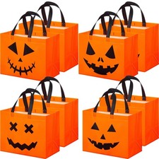 24 Pcs Halloween Non Woven Pumpkin Bag 12.6 x 9.8 Inch Reusable Trick or Trea...