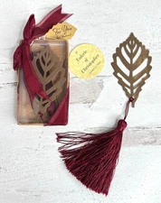 NEW Pair of Kate Aspen Metal Leaf Bookmarks with Tassel