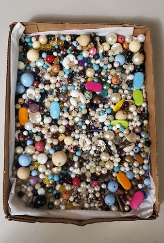 Beads Lot For Diy Mix.-PRE OWNED 2 POUNDS  (BX  46) FREE SHIPPING
