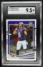 2023 Donruss Optic Lamar Jackson #14 Ravens SGC 9.5