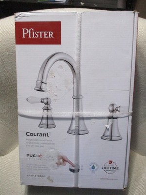Pfister Courant 2-Handle Bathroom Faucet in Polished Chrome White Handles NEW