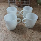 Vtg Fire King Kimberly Diamond Coffee Cup/Mug 8 oz White Anchor Hocking-Lot Of 4