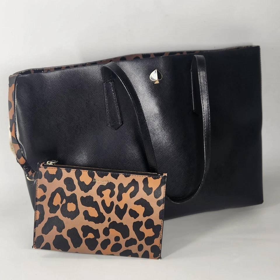 Bolso de Mano Kate Spade Molly Grande de Cuero Interior de Leopardo con Bolsa y Bolsa para el Polvo Foto 2 de 4