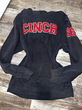 Vintage Cinch unisex Gray/Red Logo Fleece Pullover Hoodie w/ Pockets Size L
