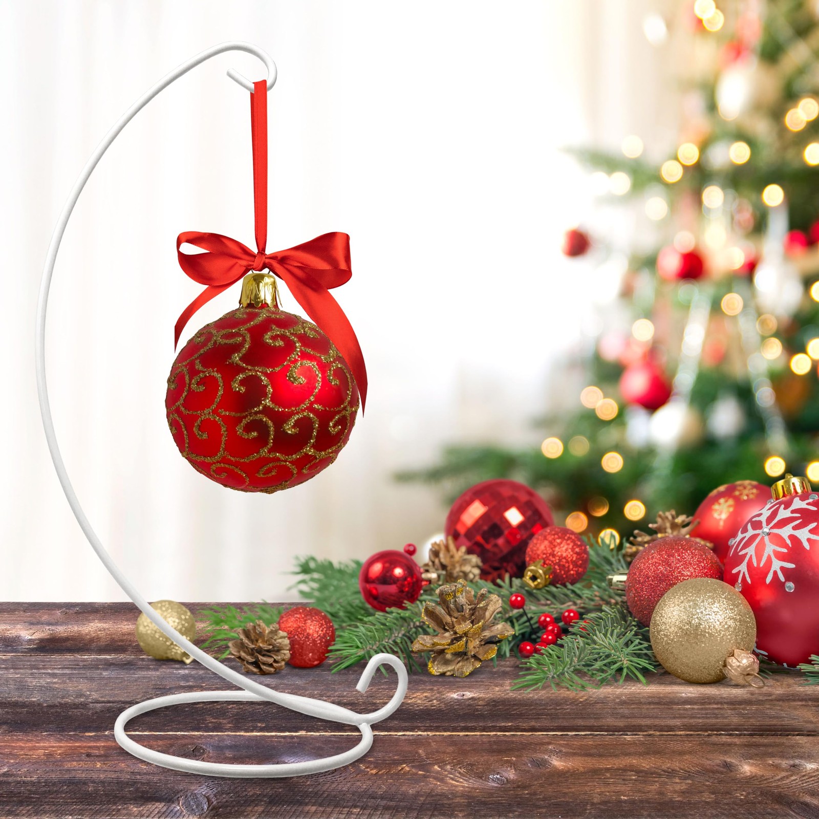 White Christmas Ornament Display Stands – 15"H - Christmas Ornament Holders -...