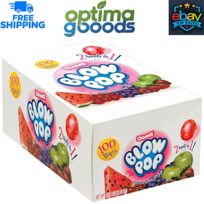 Charms Blow Pop Assorted Lollipops with Bubble Gum Center, 100 Count, 4 lb. 1 oz