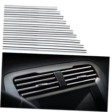 20pcs Chrome Plated PVC Car Interior Moulding Trim Strip Line Silver