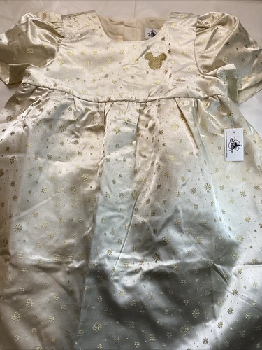 Disney Girl's Beige/Gold Holiday Lined Party Dress Size 7/8 - Picture 2 of 6