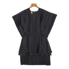 GUCCI Short Ruched Shirt Dress Black Sleeveless V-neck Wool Silk Lined Size 40