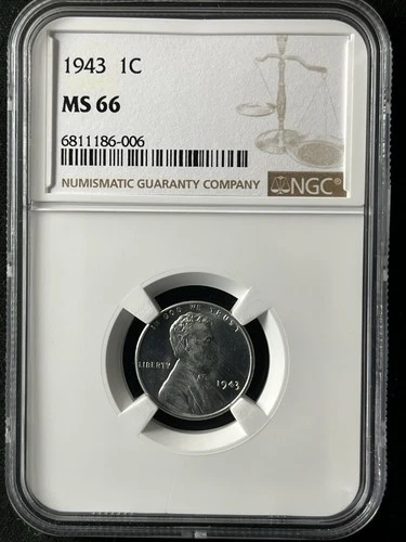 1943  1C Lincoln Wheat One Cent  NGC MS66  6811186-006