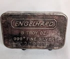 ENGELHARD 5 OZ .999 Fine Silver Vintage Pressed C Series Bar Investment